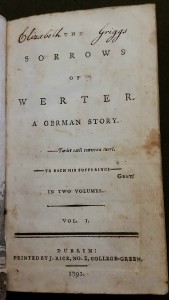 The Sorrows of Werter Title Page