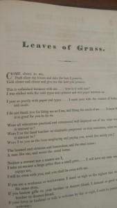 poem within first edition of Leaves of Grass, without title