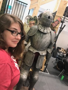 Megan and Sir Stephen (a prop)